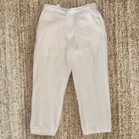 Cubavera Women's Linen Blend Summer Regular Fit Pants White Size Small - Picture 1 of 12